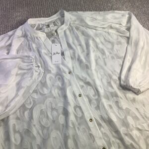 Lilly Pulitzer Andrae Coverup Resort White Poly Crepe Swirl Blouse Size M NWT